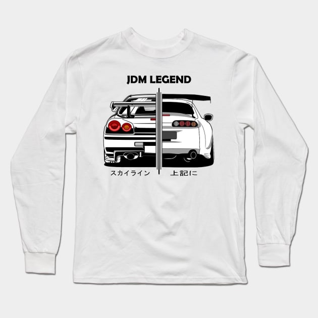 JDM Legend Toyota Supra and Nissan GTR R34 Long Sleeve T-Shirt by T-JD